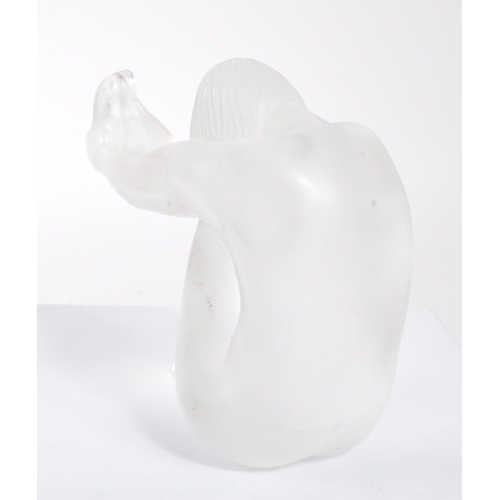 5 - Lalique - Studio art glass ornament - Frosted glass nude female in yoga pose, nude temptation. Signe... 