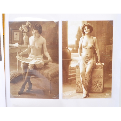 527 - A collection of thirty four reproduction 20th century French nude erotic postcards cartes erotique. ... 