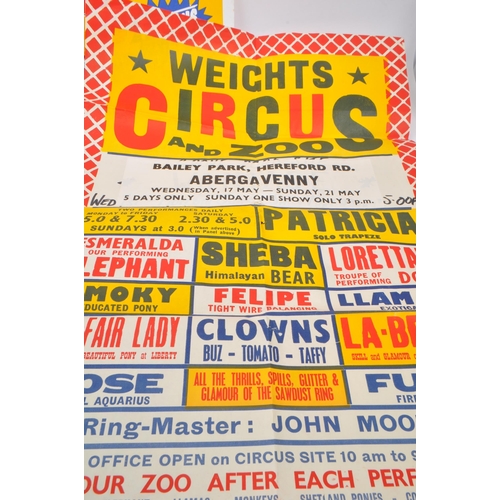 531 - A collection of four 1970s / 80s of Weight's Circus and Zoo advertising posters for performances at ... 