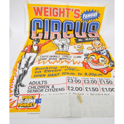 531 - A collection of four 1970s / 80s of Weight's Circus and Zoo advertising posters for performances at ... 