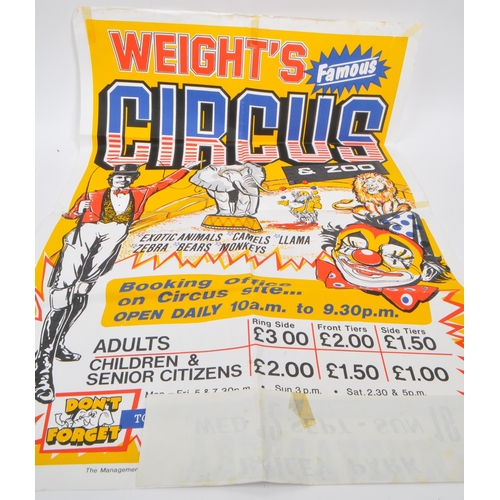 531 - A collection of four 1970s / 80s of Weight's Circus and Zoo advertising posters for performances at ... 