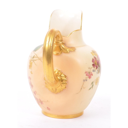 61 - Royal Worcester - Ivory Blush flatback vase / jug. A 19th century Victorian porcelain jug / vase. Wi... 