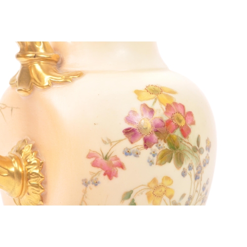 61 - Royal Worcester - Ivory Blush flatback vase / jug. A 19th century Victorian porcelain jug / vase. Wi... 