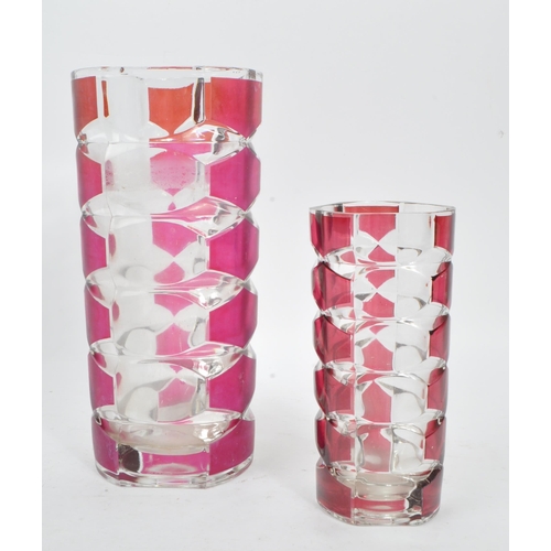 76 - J. G Durand - Luminarc - Two mid 20th century J. G. Durand for Luminarc Windsor Rubis cut glass vase... 