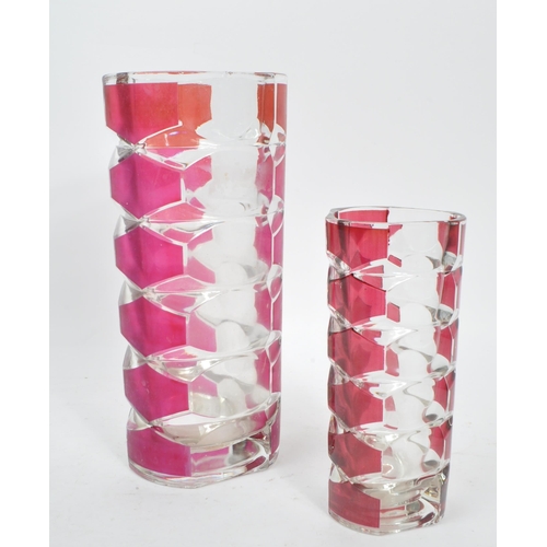 76 - J. G Durand - Luminarc - Two mid 20th century J. G. Durand for Luminarc Windsor Rubis cut glass vase... 