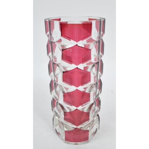 76 - J. G Durand - Luminarc - Two mid 20th century J. G. Durand for Luminarc Windsor Rubis cut glass vase... 