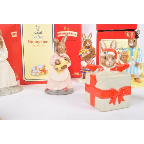 91 - Royal Doulton - Bunnykins - Collection of porcelain china bunny animal figurines / statues. Includin... 