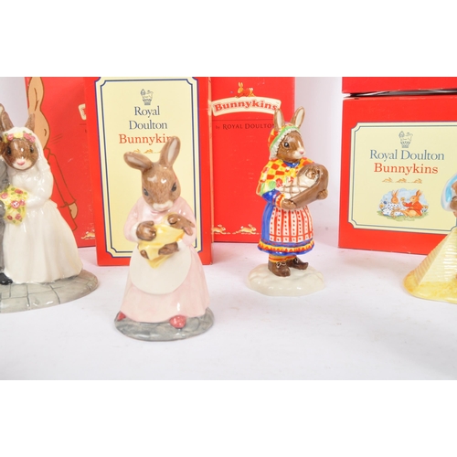 91 - Royal Doulton - Bunnykins - Collection of porcelain china bunny animal figurines / statues. Includin... 