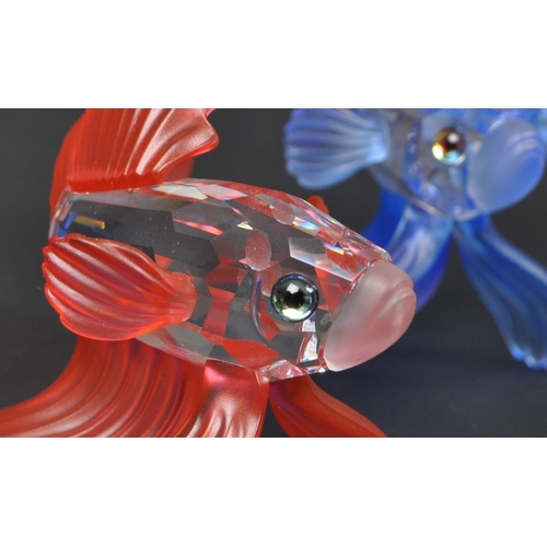 95 - Swarovski - Three boxed Swarovski crystal Siamese Fighting Fish animal figures. Each of the fish in ... 