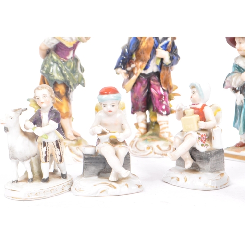 98 - Capodimonte - A collection of eleven 19th Century china porcelain Capodimonte figurines comprising o... 