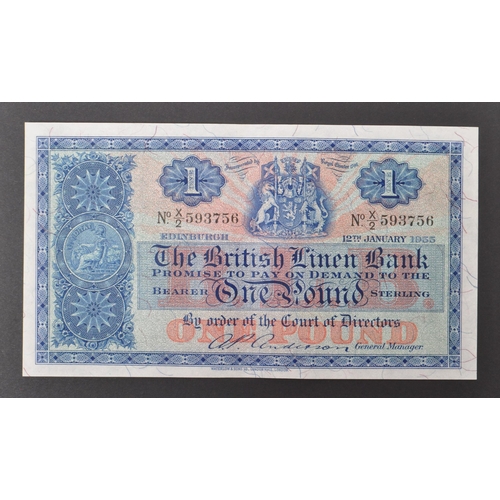 511 - The British Linen Bank - Three £1 note, bank notes. AP.P Anderson General Manager. To include G/2 08... 