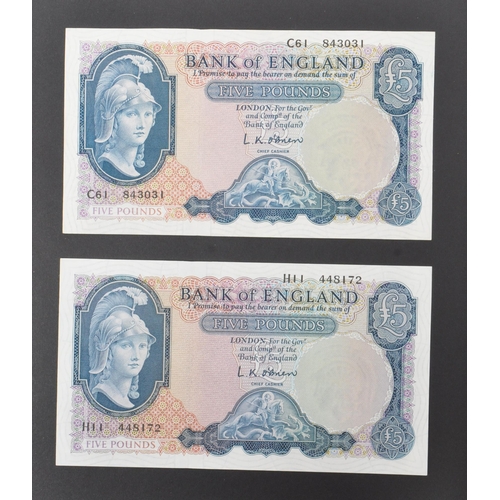 519 - Bank of England - A collection of British uncirculated bank notes banknotes to include; 3x L K Obrie... 