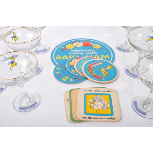 131 - Babycham - Perry alcoholic drink - A collection of twelve vintage 20th century Babycham drinking gla... 