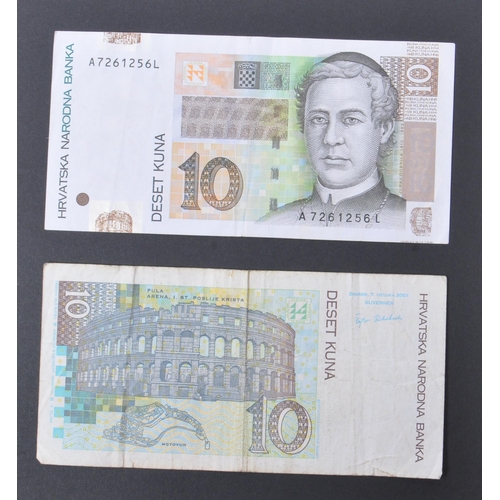 523 - A collection of International European mostly uncirculated bank notes to include; 1x Croatia 10 kuna... 