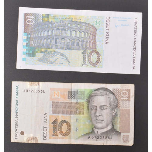 523 - A collection of International European mostly uncirculated bank notes to include; 1x Croatia 10 kuna... 