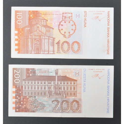 523 - A collection of International European mostly uncirculated bank notes to include; 1x Croatia 10 kuna... 