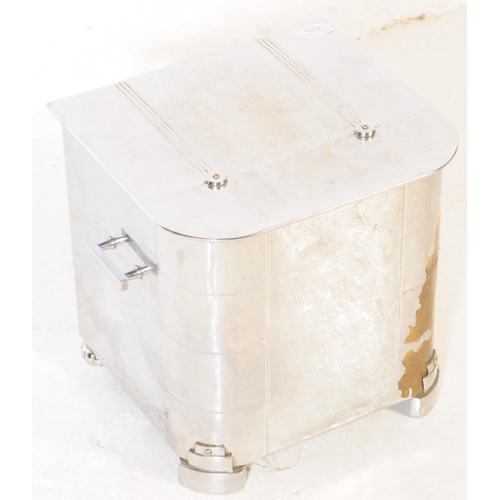 1018 - An early 20th century Art Deco chromed coal scuttle bin. Of square form, with rounded edges, raised ... 