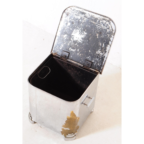 1018 - An early 20th century Art Deco chromed coal scuttle bin. Of square form, with rounded edges, raised ... 