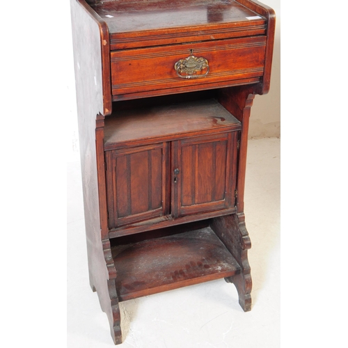 1025 - An early 20th Century Edwardian mahogany pedestal washstand. Rectangular form, gallery side and back... 