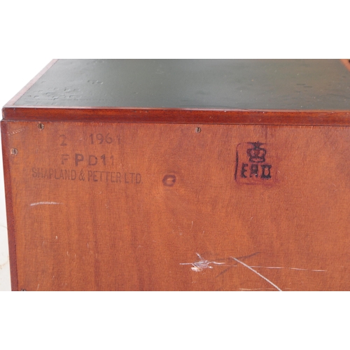 1036 - An mid 20th century government / ministry of defence oak bedside / pedestal chest of drawers. Having... 