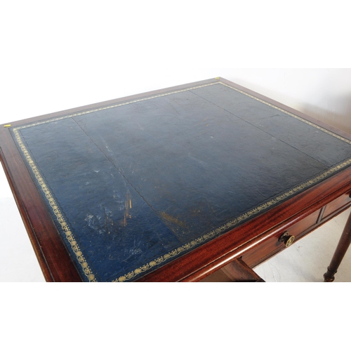 1044 - A George III mahogany large writing table / desk. Rectangular form with leather inset skiver with gi... 