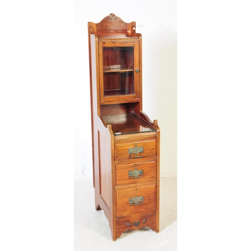 1058 - A Victorian mahogany bathroom chest of drawers cabinet. The chest raised on block feet, of narrow fo... 