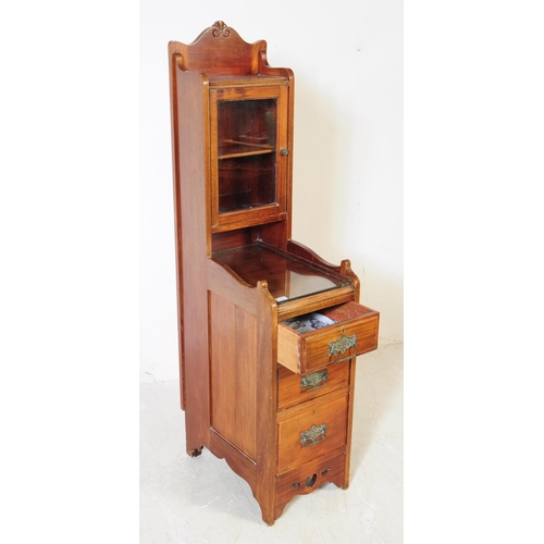 1058 - A Victorian mahogany bathroom chest of drawers cabinet. The chest raised on block feet, of narrow fo... 