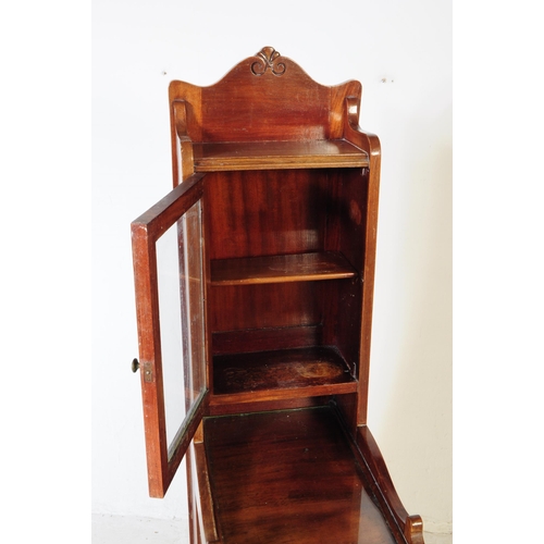 1058 - A Victorian mahogany bathroom chest of drawers cabinet. The chest raised on block feet, of narrow fo... 