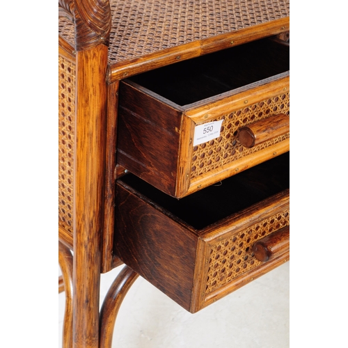 550 - Angraves of Leicester - A retro mid 20th century cane and rattan writing / console desk / table. Of ... 