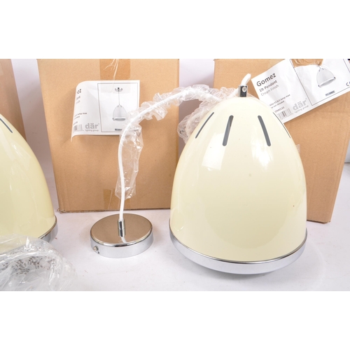 553 - Three contemporary NOS ( new old stock ) Där lighting group Gomez cream hanging pendant lights. Each... 