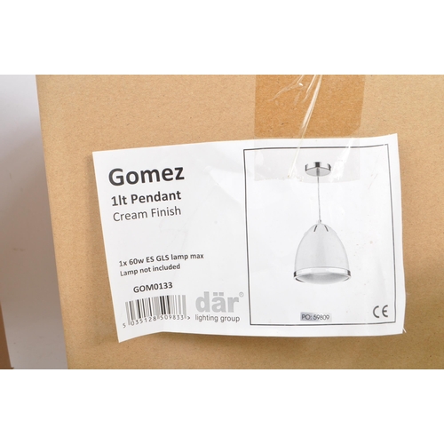 553 - Three contemporary NOS ( new old stock ) Där lighting group Gomez cream hanging pendant lights. Each... 