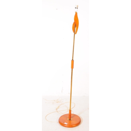 553a - Danish Modern Design - A Danish style teak and brass floor standing standard lamp. With light fixing... 