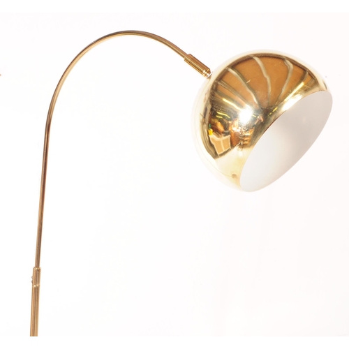 554a - A vintage style Italian chrome floor standing standard lamp light. With brass effect tone, bulbous s... 