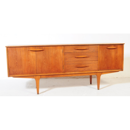 557 - Jentique Furniture - A mid 20th century teak wood sideboard credenza. Rectangular form with twin cab... 