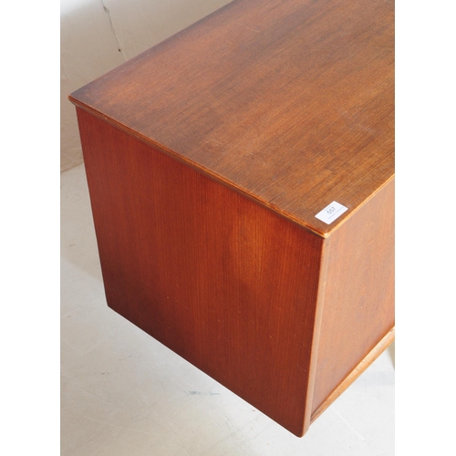 557 - Jentique Furniture - A mid 20th century teak wood sideboard credenza. Rectangular form with twin cab... 