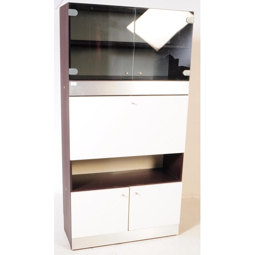 565 - Two contemporary aluminium and glass bookcase / cabinet wall units. Of rectangular form with smoke g... 