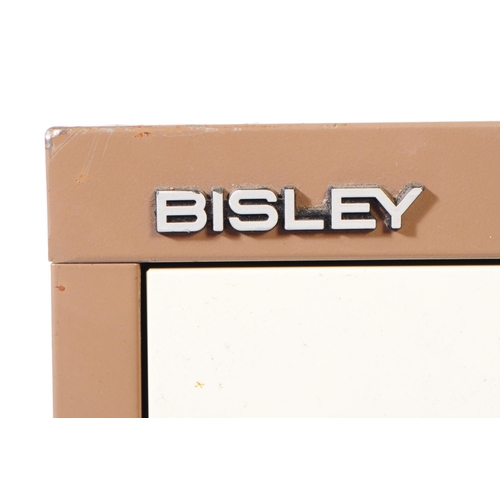 568 - Bisley - A retro 20th Century cream and brown metal ten drawer filing cabinet, each drawer with chro... 