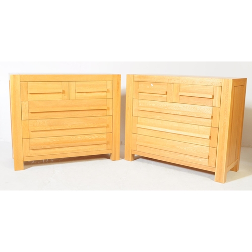 570 - M&S SONOMA - A pair of contemporary Marks & Spencers Sonoma range Oak Furniture Land manner chests o... 