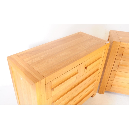 570 - M&S SONOMA - A pair of contemporary Marks & Spencers Sonoma range Oak Furniture Land manner chests o... 