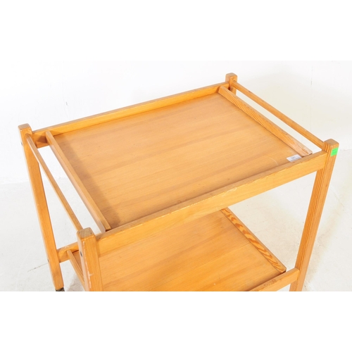 581 - A vintage 20th century pine wood butlers serving tray / trolley. Rectangular form with removable tra... 