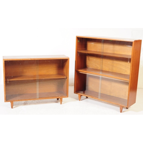 582 - British Modern Design - Retro mid 20th century teak stacking style glazed bookcase . Rectangular for... 