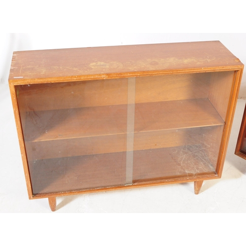 582 - British Modern Design - Retro mid 20th century teak stacking style glazed bookcase . Rectangular for... 