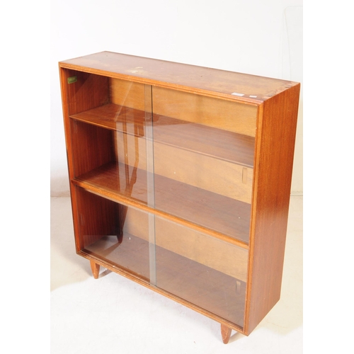 582 - British Modern Design - Retro mid 20th century teak stacking style glazed bookcase . Rectangular for... 