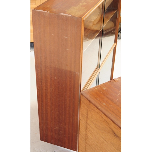 582 - British Modern Design - Retro mid 20th century teak stacking style glazed bookcase . Rectangular for... 