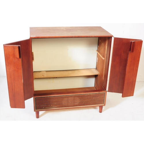 584 - British Modern Design - A mid 20th century teak veneer Hi-Fi cabinet cupboard. The cupboard raised o... 