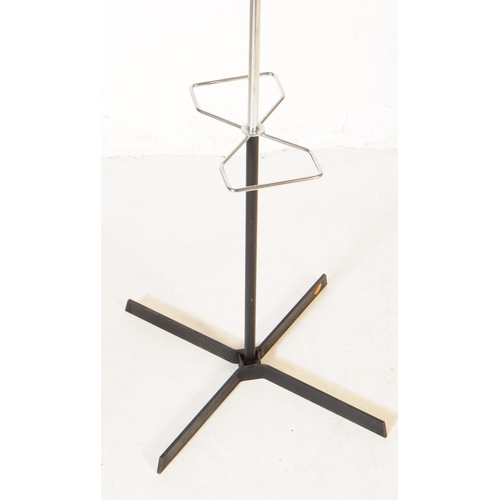 608 - Hago - retro mid 20th century sputnik atomic floor standing coat rack. With yellow cone finials, chr... 