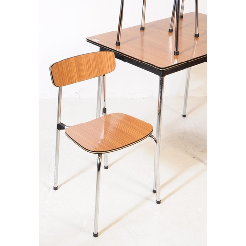 609 - British Modern Design - A vintage 20th century kitchen table with pair of stools and chairs. Rectang... 