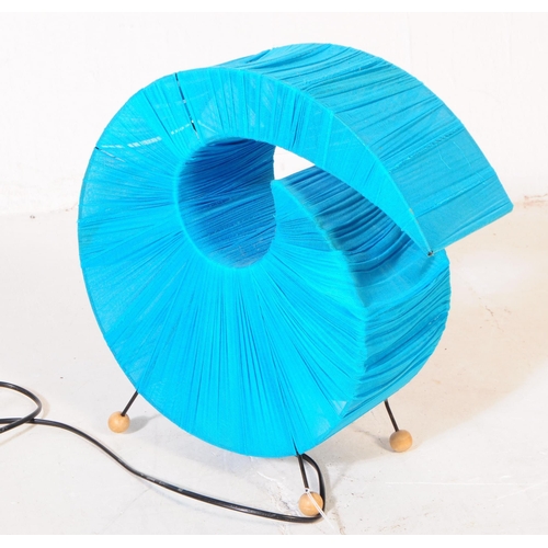 610 - British Modern Design - Mid century wave table lamp light. In teal colourway with ball finial feet. ... 