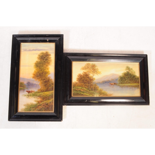 611 - T. Wood - Two 20th Century oil on board landscape paintings signed by artist T. Wood to the bottom c... 