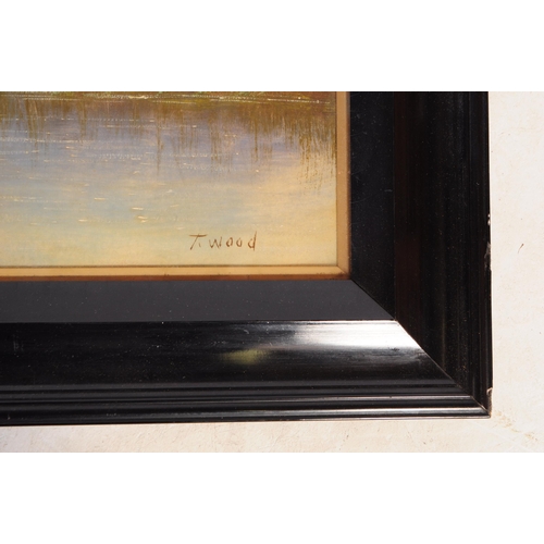 611 - T. Wood - Two 20th Century oil on board landscape paintings signed by artist T. Wood to the bottom c... 